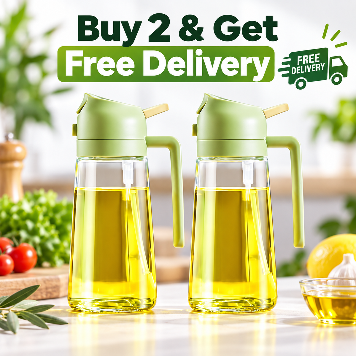 2-in-1 Glass Oil Dispenser & Sprayer 470ml